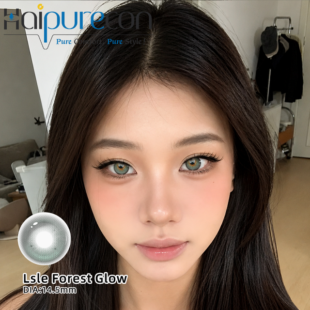 Haipurecon Moment Crush Green 14.2mm Daily Contact Lenses 10 Packs K-beauty Big Eye Effect 55% Water Content CE ISO