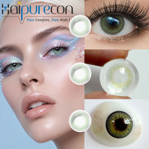 Haipurecon Catrii Olive Yearly Color Contact Lenses 14.2mm Natural Green Effect 40% Water Content 8.6mm BC CE ISO 0197