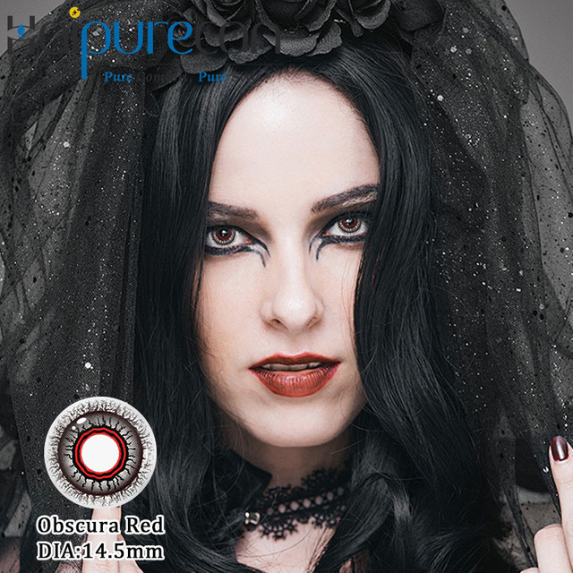Haipurecon Obscura Lenti a contatto rosse cosplay 14,5 mm 40% contenuto d'acqua 8,6 curva base