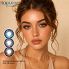 Haipurecon Orange Granules Coffee Blue & Purple Highlight 4-Tone 14.5mm Full-Coverage Daily Colored Contact Lenses 