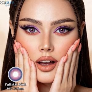 Haipurecon Puffstar Pink 14.2mm Sparkle Pink Contact Lenses 8.6mm BC 40% Water Yearly CE ISO Vibrant Eye Beauty Factory