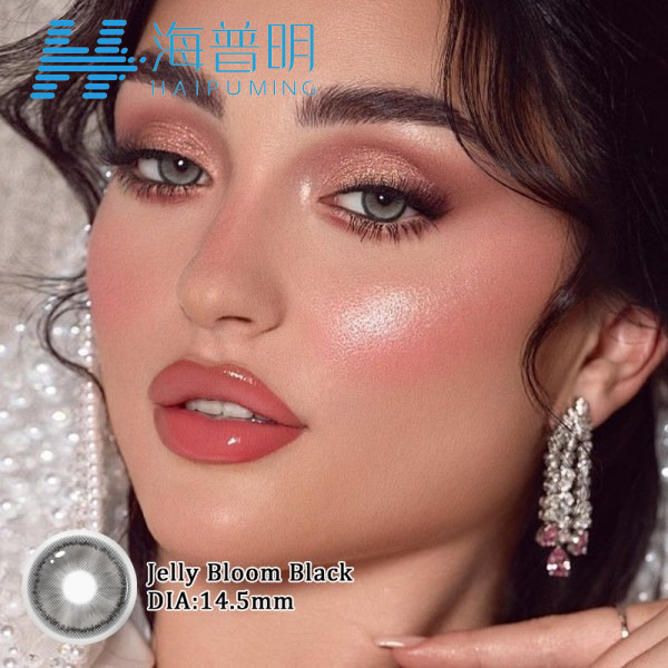 Haipuming Groothandel Jelly Bloom Swart & Goudkleurige Kontaklense 14.5mm 40% Waterinhoud Gerieflik Jaarlikse Weggooibare Ho&euml; Kwaliteit OEM ODM