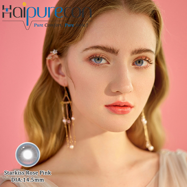 Haipurecon Starkiss Sky Blue & Starkiss Rose Pink Highlight Daily Contact Lenses without power 3-tone 14.5mm Big Eye OEM/ODM