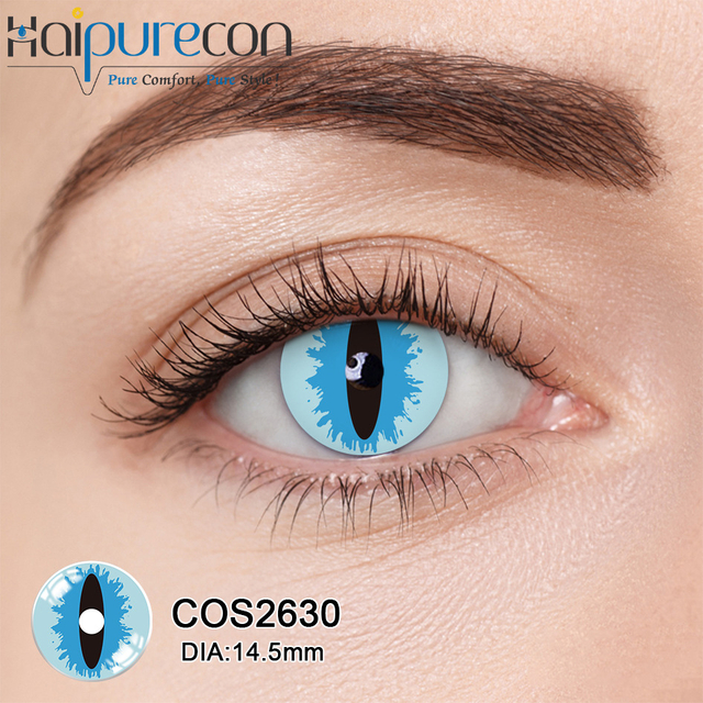 Haipurecon Wholesale COS2622-2623 & 2627-2630 Crazy Cosplay Colored Contact Lenses40% Water Content OEM/ODM HEMA 14.5mm Vivid Patterns