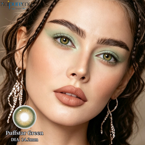 Haipurecon Puffstar Green 14.2mm Natural Sparkle Contact Lenses 8.6mm BC 40% Water Yearly CE ISO Fresh Eye Beauty Factory