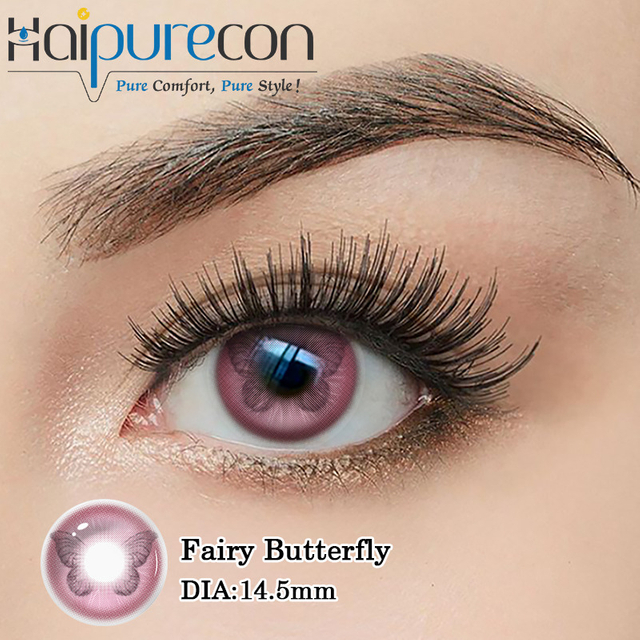 Haipurecon Fairy Butterfly Rosa Cosplay kontaktlinser 14,5 mm &aring;rliga disponibla CE- och ISO-certifierade